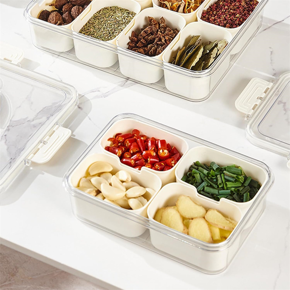 휴대용 식품 보관함, 스낵 보관함, 뚜껑이 있는 4칸, - Commercial Kitchen Organization 리뷰 및 가격