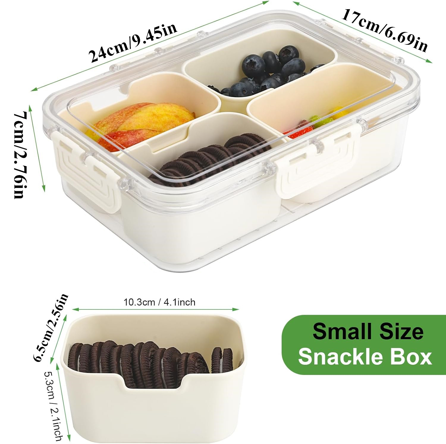휴대용 식품 보관함, 스낵 보관함, 뚜껑이 있는 4칸, - Commercial Kitchen Organization 리뷰 및 가격