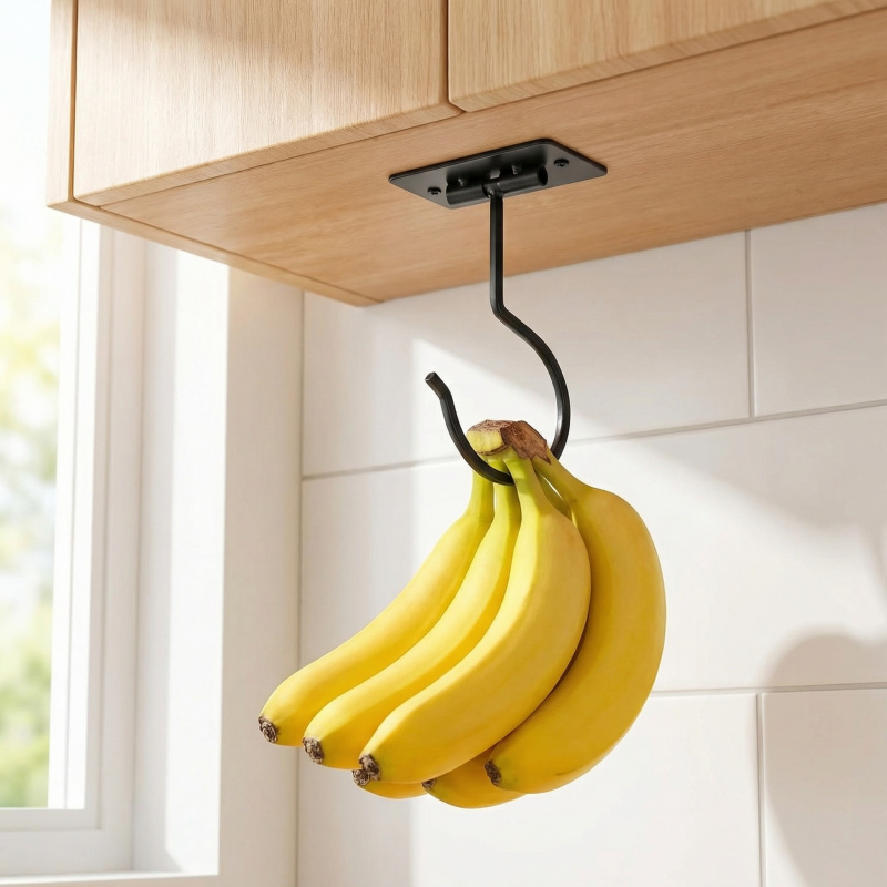 블랙 메탈 셀프 접착식 바나나 걸이 접이식 수납 랙 공 - Commercial Kitchen Organization 리뷰 및 가격